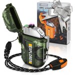 Eryi - briquet usb double arc electrique, rechargeable, etanche, pour camping, randonne, kit de survie ...