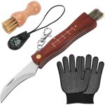 Eryi - couteau a champignons avec brosse, boussole et gants, couteau mycologique de poche pliant, avec ...