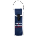 Etui pour boules de p�tanque - jack - simili cuir - bleu, blanc, rouge - message 'plaisir' - mixte