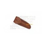 Etui en cuir brun pour couteau avec bouton pression laguiole Etui en cuir brun pour couteau avec bouton pression laguiole