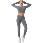 Femme hiver epais 2 pices ensemble de vtements de yoga crop top + leggings tenues de sport