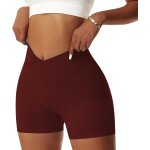 Femmes short de sport push up v cross taille booty scrunch butt legging court sans couture short de cycliste ...