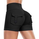 Femmes short de sport push up v cross taille booty scrunch butt legging avec poches court sans couture ...