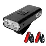 Feu avant et arrire de vlo etanche, combo t6 led, lampe torche rechargeable usb, accessoires de bicyclette ...
