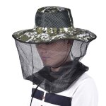 Filet de camouflage a large bord pour l't, casquette de pche en plein air, chapeau de prvention des ...