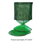 Filet de pche portable 25x120 / 150 / 200cm, anneau en acier, cage pliante, pige a poisson vivant, ...