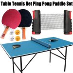 Filet de tennis de table portable, support t�lescopique avec 2 palettes de tennis de table, kit de balles ...