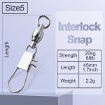 Fishtrip - snap de verrouillage crois en acier inoxydable, emerillons a roulement a billes, connecteur ...