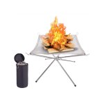 Foyer d'extrieur portable en acier inoxydable, maille chauffante, camping, support de feu pliable, outils ...