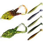 Frog fishing lures 2 pack soft silicone fishing lures 3. 5 inch with hooks double helix frog bait soft ...