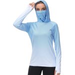 Fs23w chemise a capuche de pche upf 50 + pour femme avec masque facial et trous pour les pouces