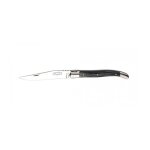 G. david 26882 couteau, lame acier 12c27, manche 12 cm façon corne noire, 2 mitres inox brillant G. david 26882 couteau, lame acier 12c27, manche 12 cm façon corne noire, 2 mitres inox brillant