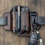 Gaine en cuir multitool gaine edc organisateur de poche avec porte - cl�s pour ceinture et lampe de poche ...