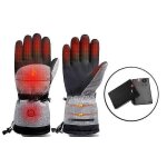 Gants chauffants pour hommes femmes, gants de ski chauffants electriques meilleur cadeau, noir