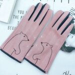 Gants de conduite chauds en cuir sud pour femme, monocouche, en cachemire, plein bouton de doigt, pour ...