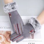 Gants de conduite chauds en cuir sud pour femme, monocouche, en cachemire, plein bouton de doigt, pour ...