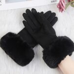 Gant de conduite en cuir sud pour femme, faux cuir, fourrure, cuir, ecran tactile, chaud, peluche, ...