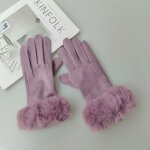 Gant de conduite en cuir sud pour femme, faux cuir, fourrure, cuir, ecran tactile, chaud, peluche, ...