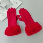 Gant de conduite en cuir sud pour femme, faux cuir, fourrure, cuir, ecran tactile, chaud, peluche, ...