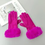 Gant de conduite en cuir sud pour femme, faux cuir, fourrure, cuir, ecran tactile, chaud, peluche, ...