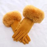 Gant de conduite en cuir sud pour femme, faux cuir, fourrure, cuir, ecran tactile, chaud, peluche, ...