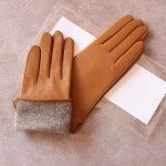 Gants en cuir peau de mouton pour femmes, doublure en polaire chaude de couleur mode mince activités ... Gants en cuir peau de mouton pour femmes, doublure en polaire chaude de couleur mode mince activités ...