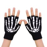 Gants de cyclisme squelette d'halloween, demi - doigt, brillant dans la nuit, sans doigts, extensibles, ...