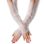 Gants demi - doigts en dentelle a manches longues pour femmes, manches de glace en maille, chauffe - ... Gants demi - doigts en dentelle a manches longues pour femmes, manches de glace en maille, chauffe - ...