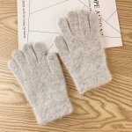 Gants d'quitation chauds en peluche pour femmes, gants d'hiver mignons, valident en hiver - type gris ...