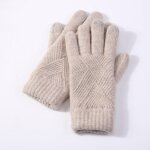 Gants d'hiver chauds tricot�s pour femmes, mitaines en laine unie pour hommes, gants de cyclisme et de ...