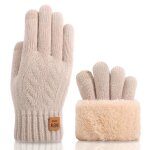 Gants d'hiver chauds tricots pour hommes et femmes, mitaines a ecran tactile, en laine solide, pour ...