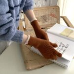 Gants en laine pure pour femme, gants chauds pour femme, ecran pour etudiant, doigt fendu, optique de ...
