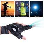 Gant lampe de poche led sans doigts, torche, equipement d'ext�rieur, p�che camping randonn�e survie sauvetage, ...