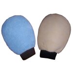 Gant de lavage double - face microfibre / peau chamoise