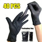 Gants de lavage en latex noir, antistatiques, jetables, en nitrile, impermables, pour laver la vaisselle, ...