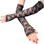 Gants longs demi - doigt en dentelle, manchons de protection solaire d'�t� pour femmes, gants de conduite ...