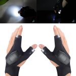 Gants de p�che en plein air avec lumi�re led, sangle magique durable, respirante, sans doigts, couverture ...