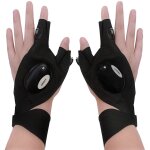 Gants de p�che en plein air sans doigts, 1 paire, veilleuse, gants de p�che etanches avec lampe de poche ...