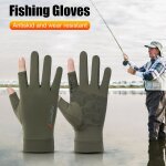 Gants de pche antidrapants pour hommes et femmes, 1 paire, 2 doigts coups en soie glace, respirant, ...