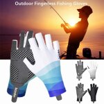 Gants de p�che d'�t� sans doigts, 1 paire, protection solaire uv, ultra - fins, antid�rapants