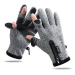 Gants de p�che d'hiver en plein air, 1 paire, deux doigts expos�s, ecran tactile, antid�rapant, etanche, ...