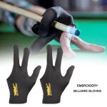 Gants de queue de billard a trois doigts, 2 pices, tissus en lycra, broderie main gauche, piscine ouverte, ...