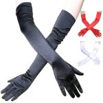 Gants en satin pour robe longue, accessoires de costumes de spectacle, de danse