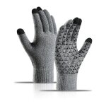 Gants tricots d'hiver pour hommes, en polaire de cyclisme, ecran tactile epais, triangle chaud, respectueux ...