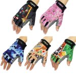 Gants de v�lo respirants pour enfants, protection demi - doigt pour scooter, v�lo, sport, cyclisme, amortisseu ...