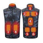 Gilet chauffant camouflage huit zones a contr�le unique - alimentation usb, 3 niveaux de temp�rature ...