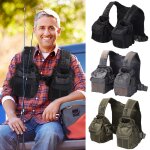 Gilet de p�che multi - poches en plein air, gilet en maille respirante, taille r�glable