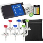 Gjhgf - lot de 6 tees de golf rglables en hauteur et pochette noire pour tee / balle de golf, design ...