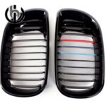 Glossblack 1 line m calandre double ligne, 1 paire, pour bmw e46 316i 318i 320i 325i 330i 4 portes 2002 ...