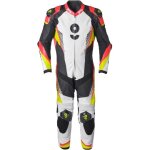 Gms grc - 1 combinaison moto une pi�ce en cuir, noir - rouge - jaune, taille 56 pour hommes